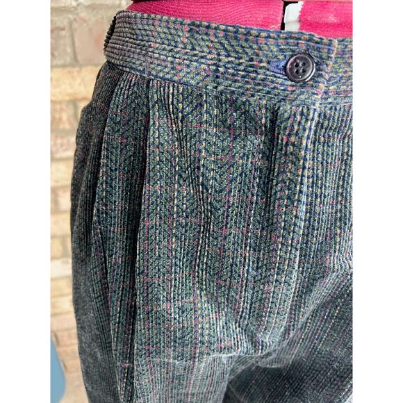 Pants corduroy pleat front brown red green NWT - Picture 4 of 9
